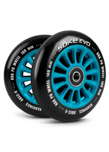 Stunt Scooter Roller 100 mm blau - 2 Stück
