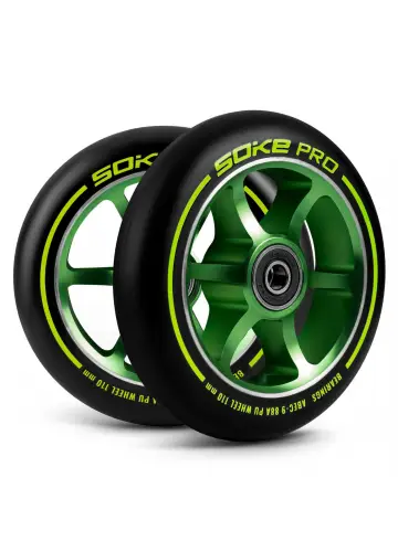 Stunt Scooter Roller 110 mm grün - 2 Stück